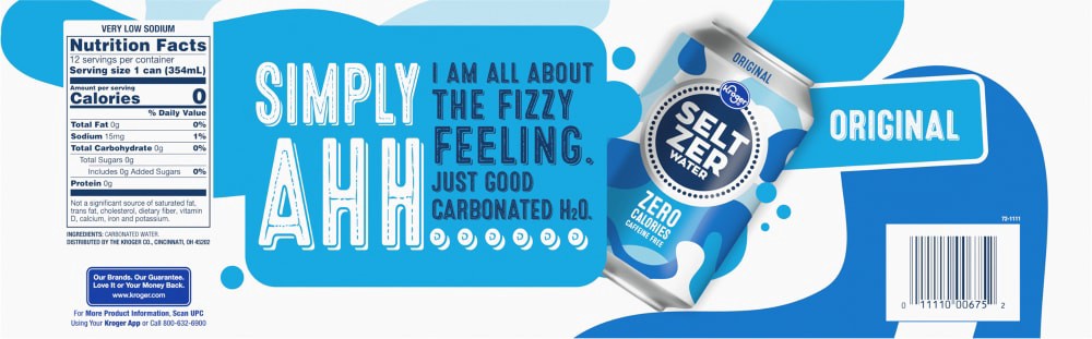 slide 3 of 3, Kroger Original Caffeine Free Seltzer Water, 12 ct; 12 fl oz