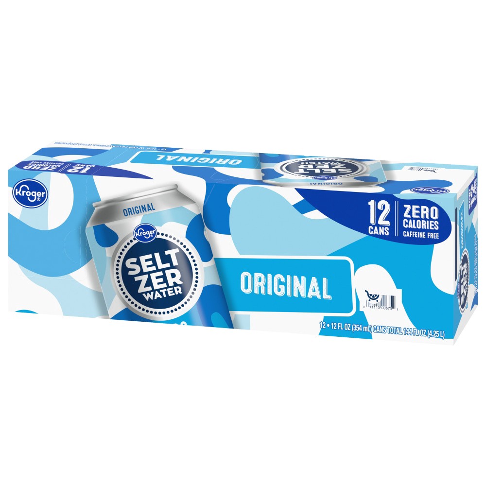 slide 5 of 5, Kroger Original Caffeine Free Seltzer Water, 12 ct; 12 fl oz
