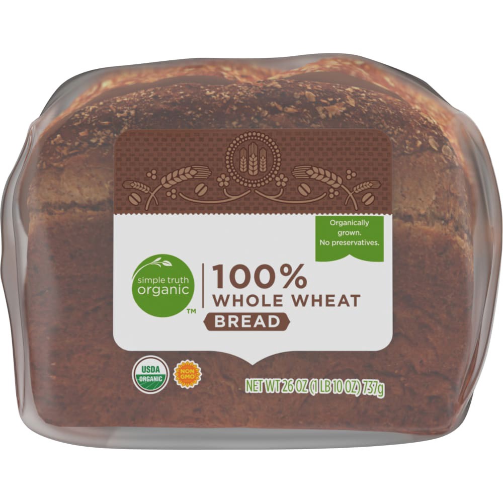 slide 5 of 5, Simple Truth Organic 100% Whole Wheat Bread, 26 oz