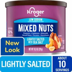 LIGHTLY SALTED MIXED NUTS LESS THAN 50% PEANUTS WITH SEA SALT - KROGER - 10.3 OZ.