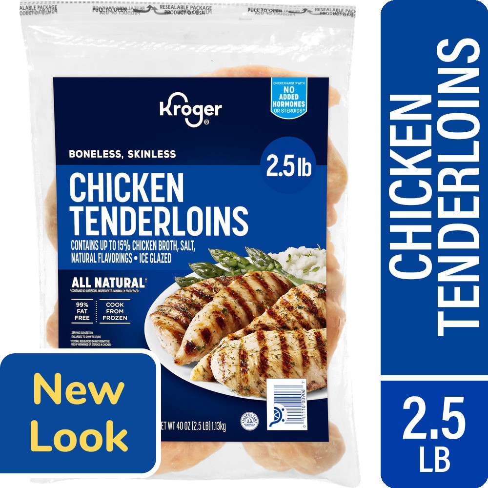 slide 3 of 6, KROGER Ready To Cook, Boneless, Skinless Chicken Tenderloins, Ice Glazed, 1.13 kg