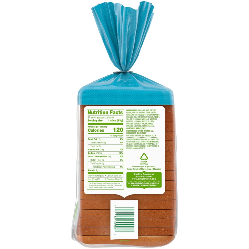 slide 5 of 5, Simple Truth Organic White Bread, 26 oz