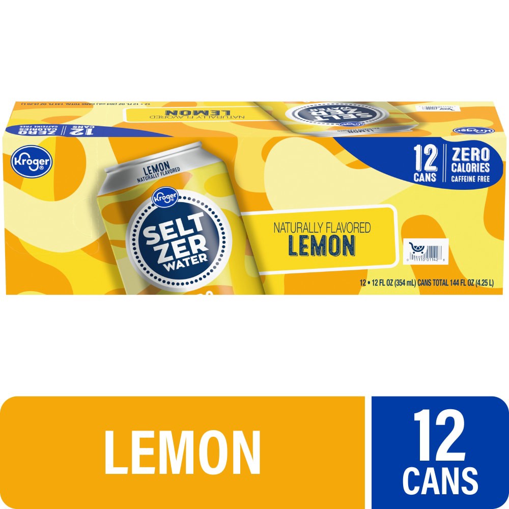 slide 4 of 4, Kroger Lemon Seltzer Water, 12 ct; 12 fl oz