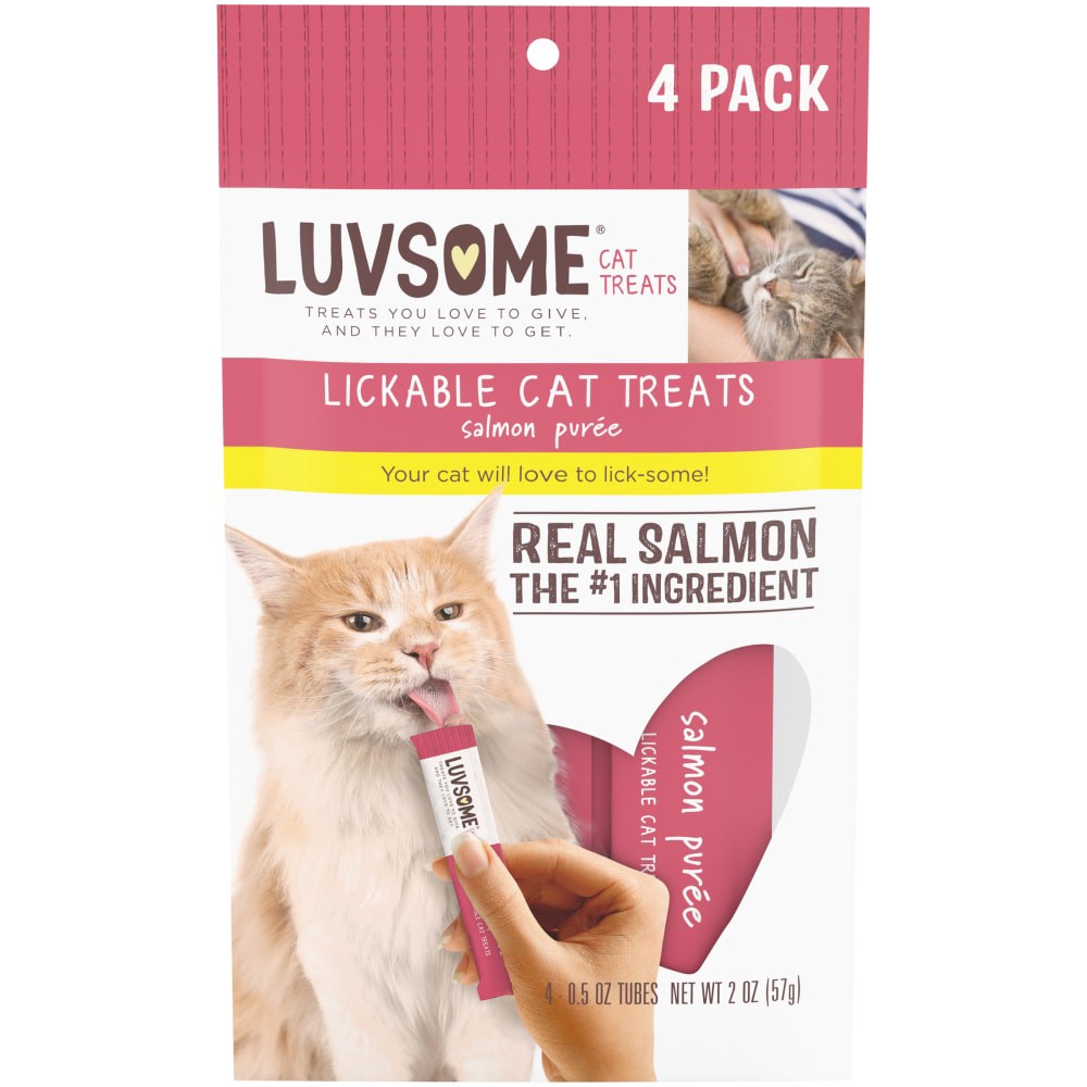 slide 2 of 2, Luvsome Salmon Puree Lickable Cat Treats, 4 ct; 0.5 oz
