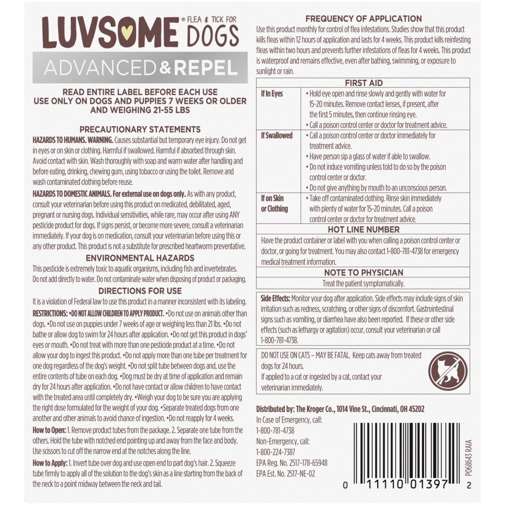 Luvsome Advanced + Repel Flea & Tick Drops For Dogs 2155 Lbs 4 ct Shipt