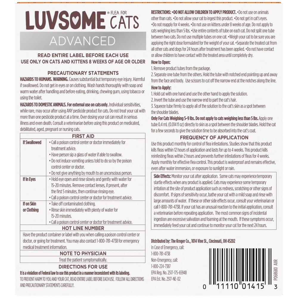 slide 2 of 5, Luvsome Advanced Flea Cat Treatment, 4 ct
