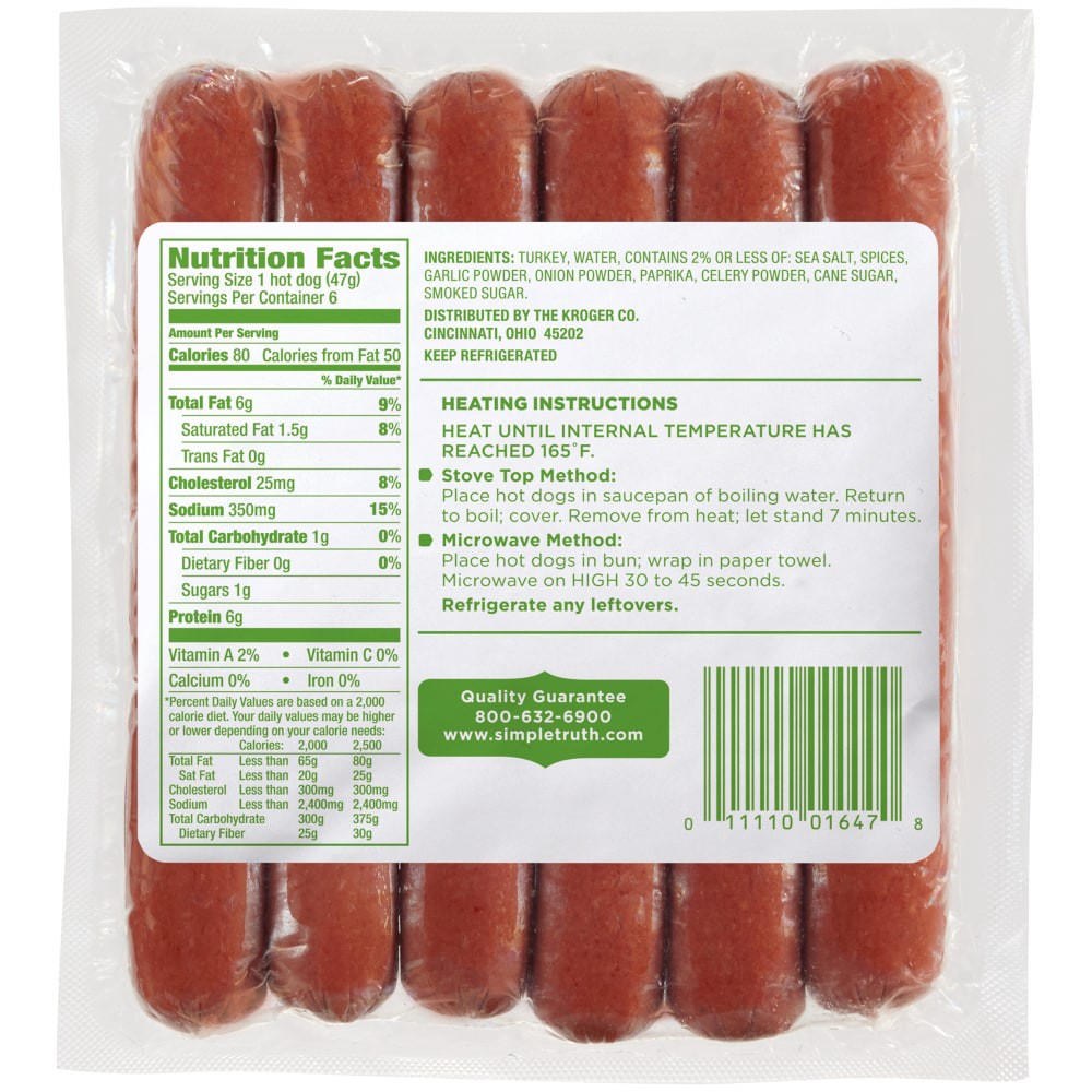 slide 2 of 4, Simple Truth Uncured Turkey Hot Dogs 10 oz, 10 oz