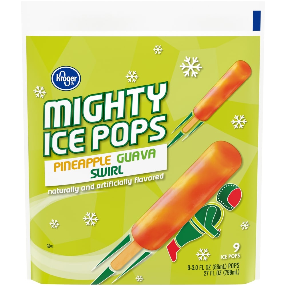 slide 1 of 1, Kroger Pineapple Guava Swirl Mighty Ice Pops, 9 ct; 3 fl oz