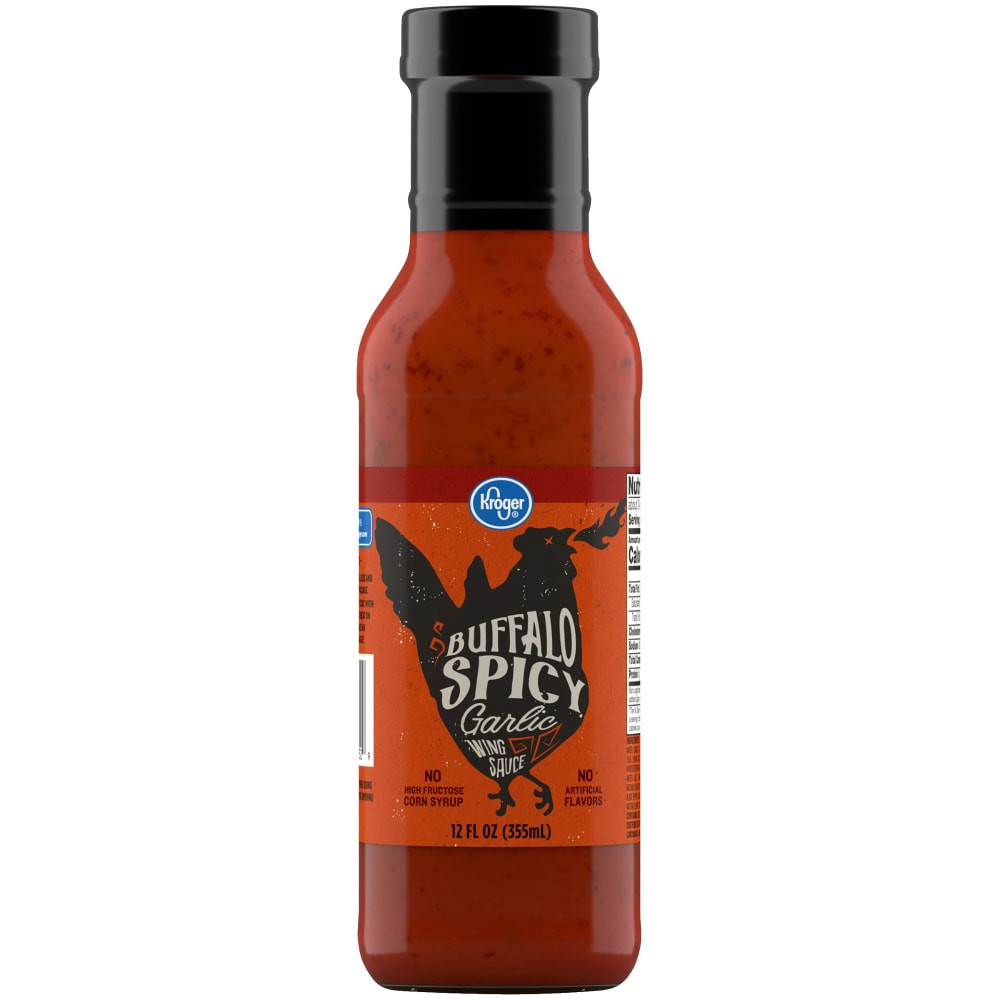 slide 3 of 3, Kroger Spicy Garlic Buffalo Wing Sauce, 12 fl oz