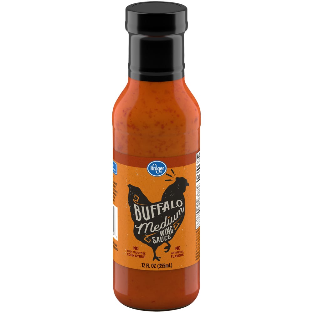slide 2 of 3, Kroger Medium Buffalo Wing Sauce, 12 fl oz