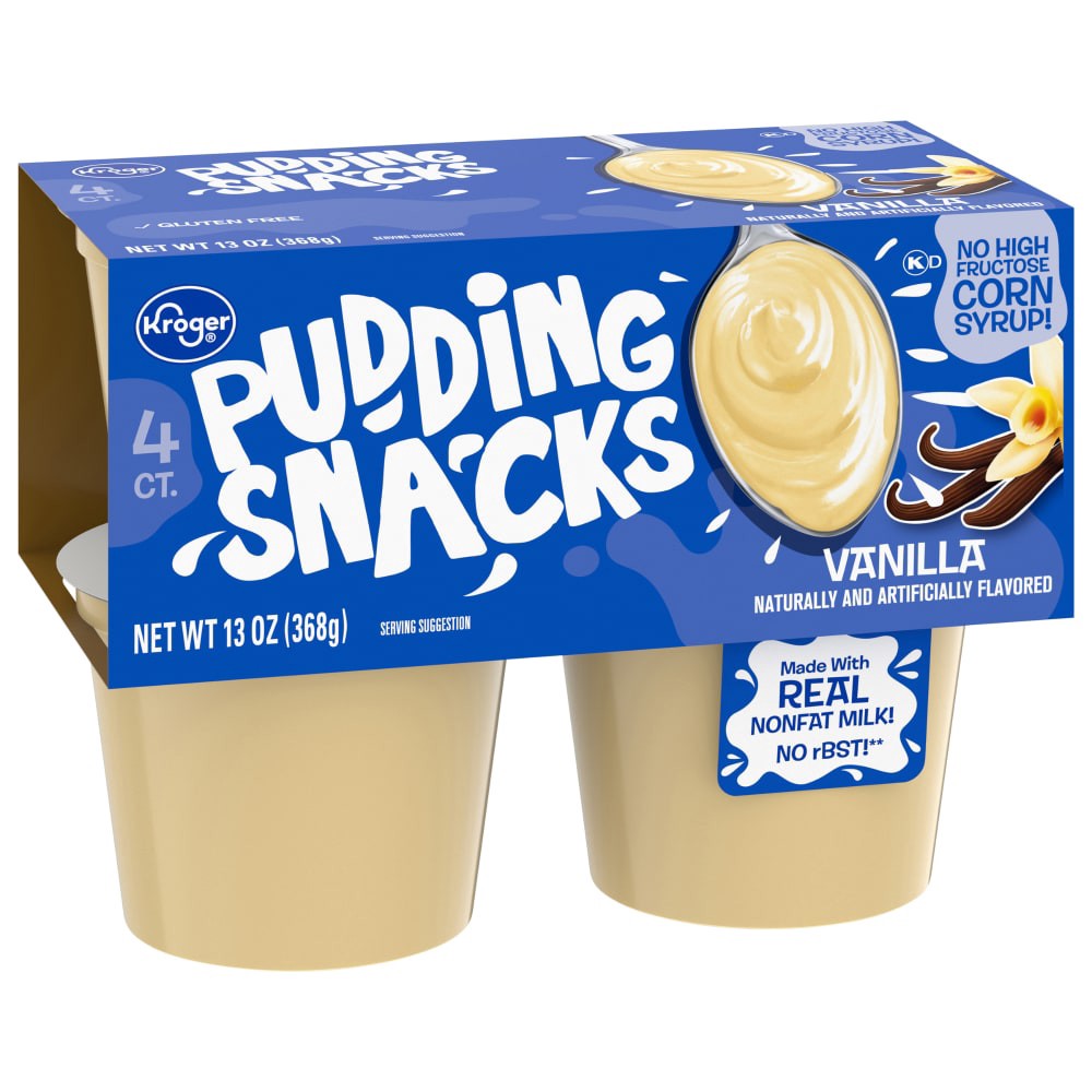 slide 2 of 5, Kroger Vanilla Pudding Snacks, 4 ct; 3.25 oz