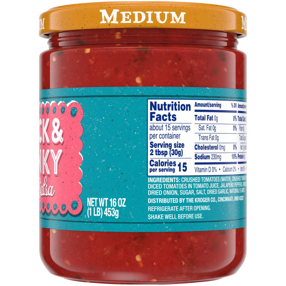 slide 2 of 3, Kroger Thick & Chunky Medium Salsa, 16 oz