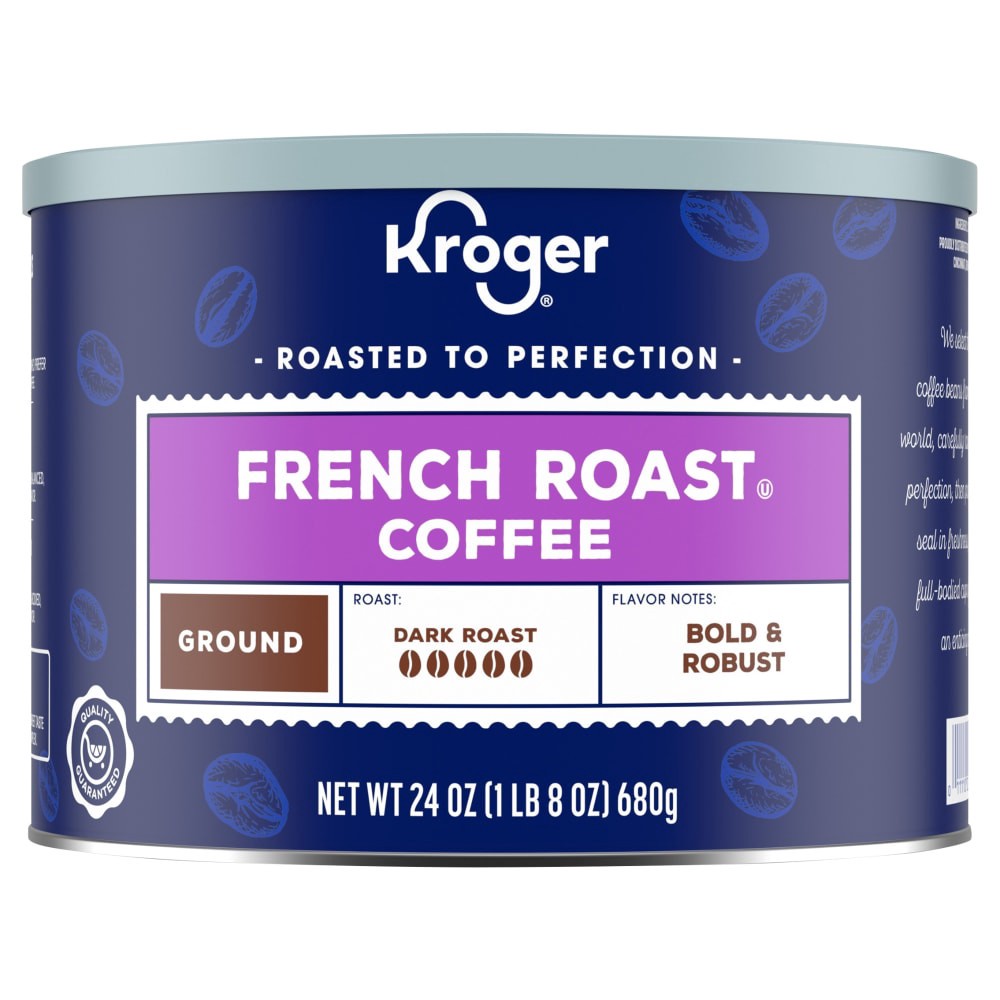 slide 3 of 6, Kroger French Roast Medium Dark Roast Ground Coffee, 24 oz