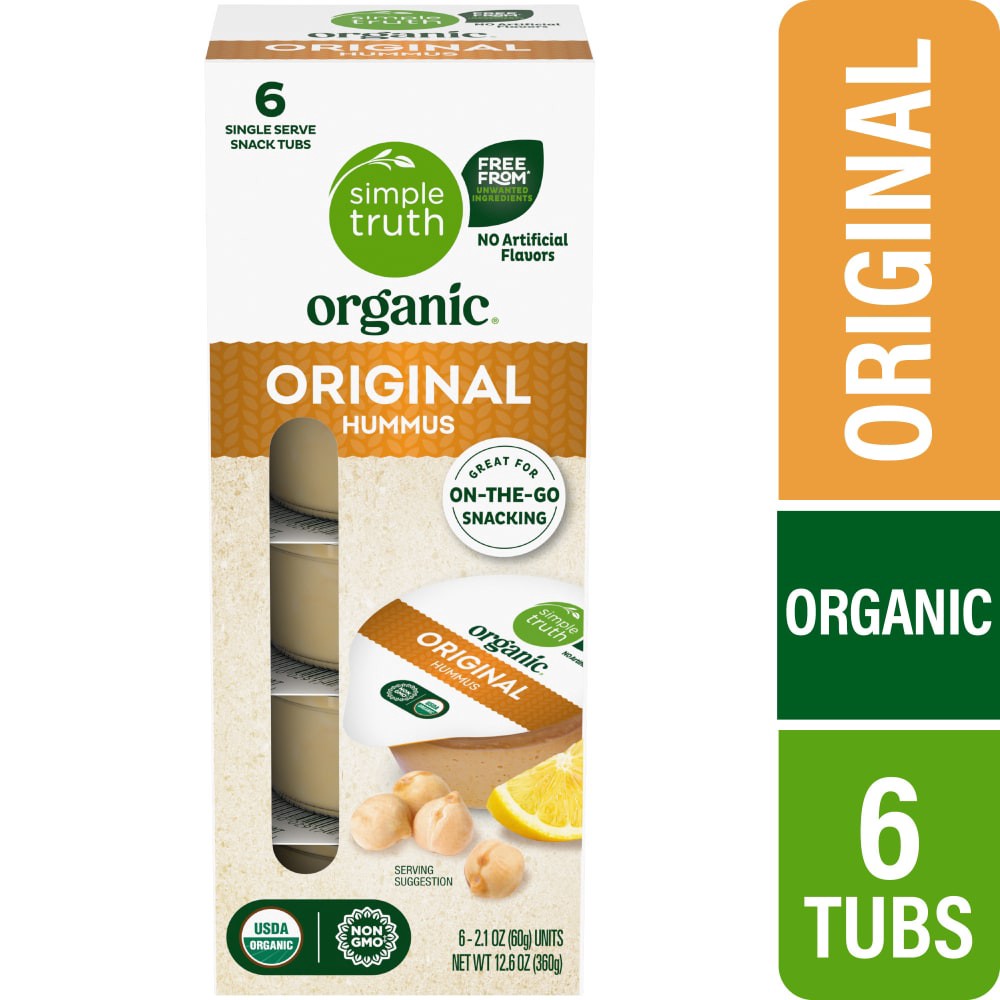 slide 2 of 5, Simple Truth Organic On-The-Go Packs Original Hummus 6 ea, 6 ct