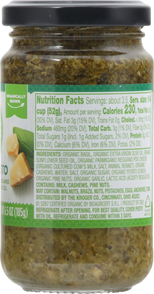slide 3 of 3, Simple Truth Organic Basil Pesto 6.5 oz, 6.5 oz