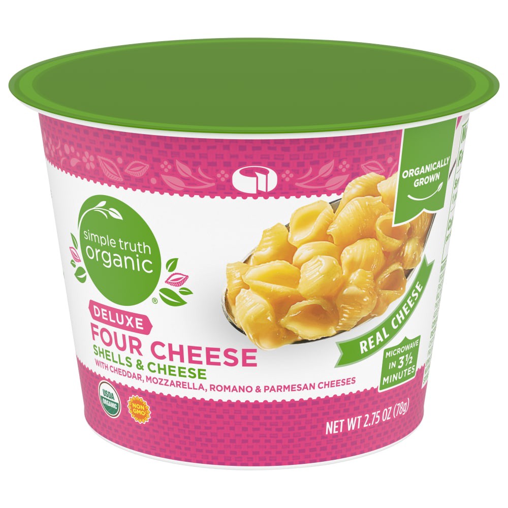 slide 2 of 3, Simple Truth Organic Deluxe Four Cheese Shells & Cheese Cup, 2.75 oz