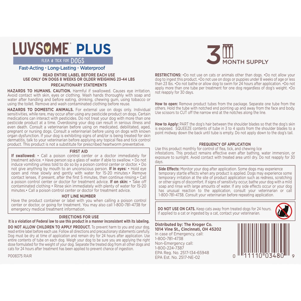 slide 5 of 5, Luvsome Plus Flea & Tick Dog 23-44 Lbs, 3 ct