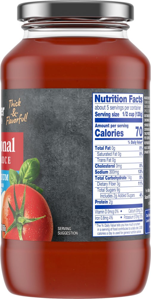 slide 2 of 3, Kroger Lower Sodium Traditional Pasta Sauce, 24 oz