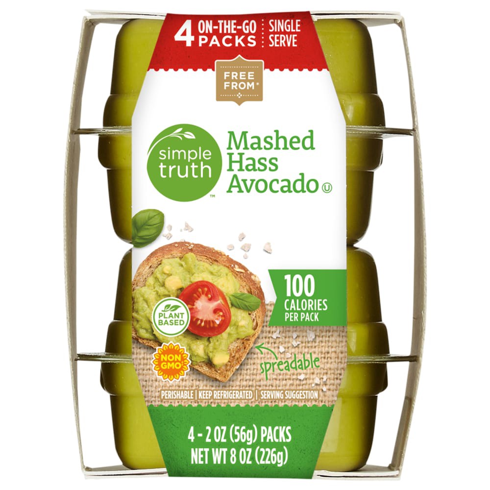 slide 3 of 3, Simple Truth Mashed Avocado Single Serve On-The-Go Packs, 4 ct; 2 oz