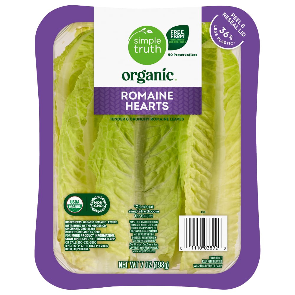 slide 3 of 3, Simple Truth Organic Romaine Hearts 7 Oz, 1 ct