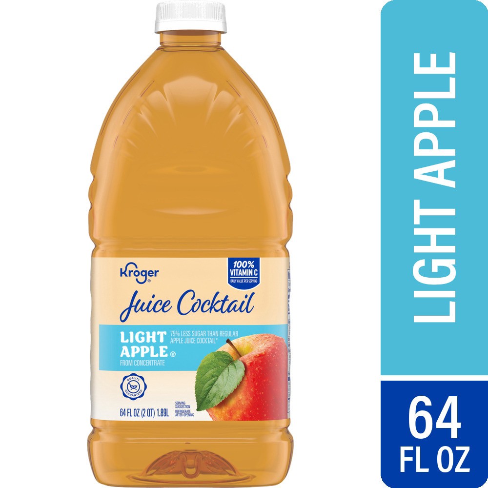 slide 2 of 3, Kroger Lite Apple Juice Cocktail, 64 fl oz