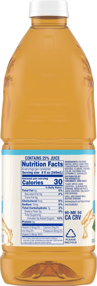 slide 3 of 3, Kroger Lite Apple Juice Cocktail, 64 fl oz
