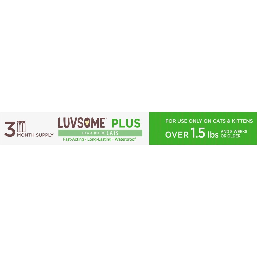 slide 4 of 4, Luvsome Plus Flea & Tick Medicine For Cats Over 1.5 Lbs, 3 ct