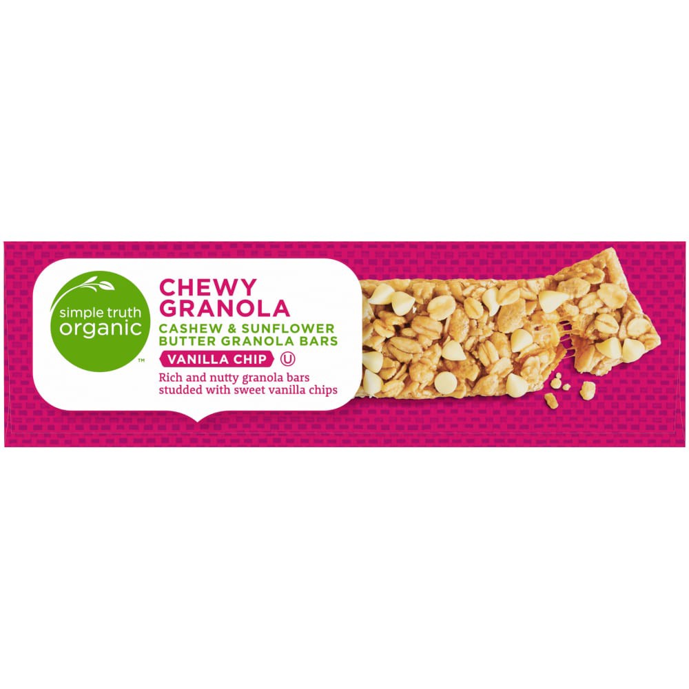 slide 2 of 5, Simple Truth Organic Vanilla Chip Cashew & Sunflower Butter Chewy Granola Bars, 5 ct; 6 oz