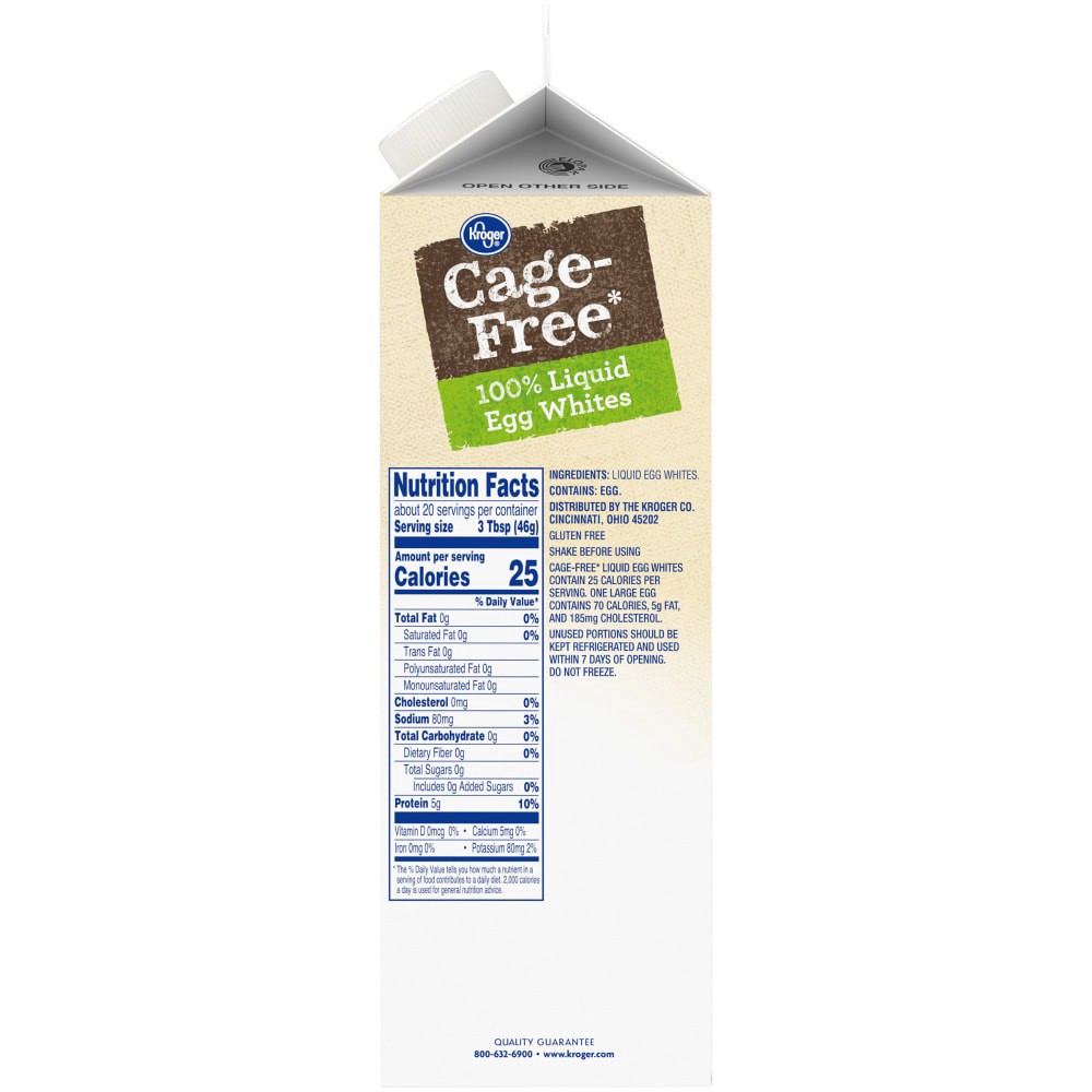 slide 3 of 3, Kroger Cage Free Liquid Egg Whites, 32 oz