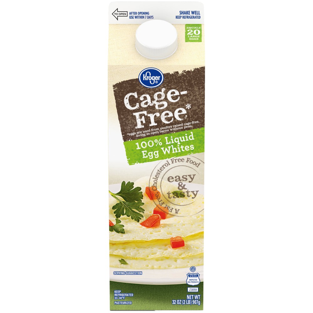 slide 2 of 3, Kroger Cage Free Liquid Egg Whites, 32 oz
