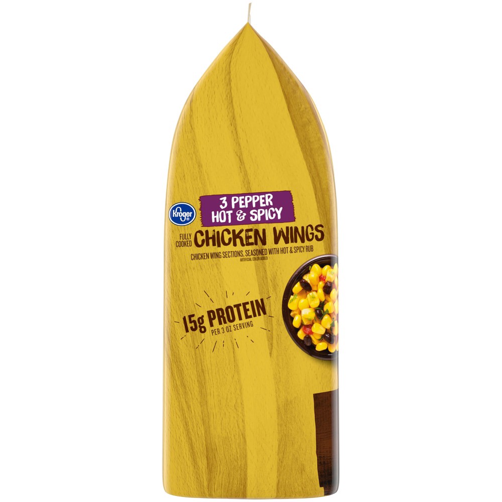 slide 2 of 5, Kroger 3 Pepper Hot & Spicy Fully Cooked Chicken Wings, 22 oz