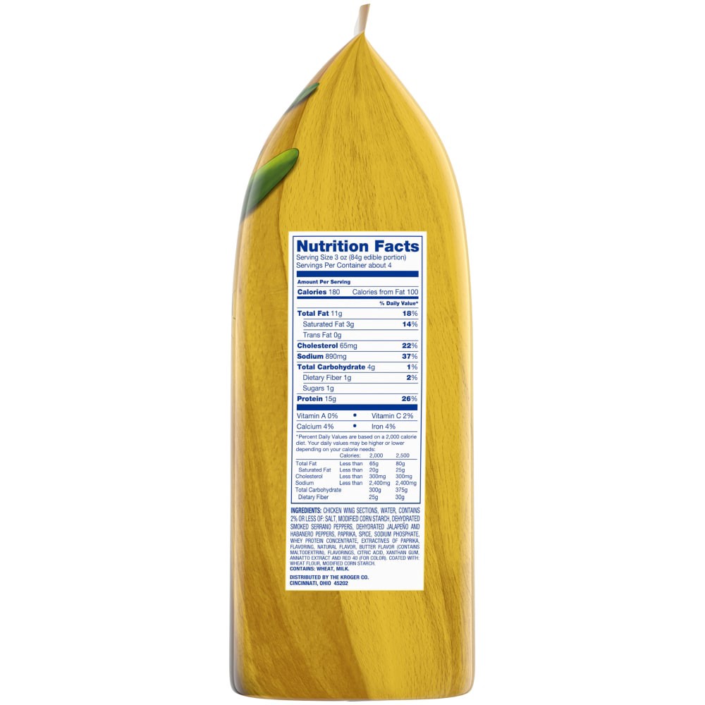 slide 4 of 5, Kroger 3 Pepper Hot & Spicy Fully Cooked Chicken Wings, 22 oz