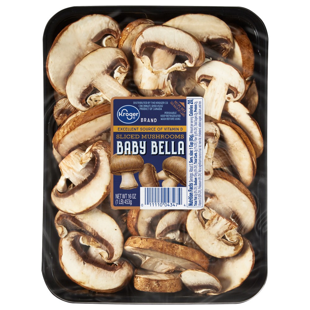 slide 2 of 3, Kroger Sliced Baby Bella Mushrooms, 16 oz