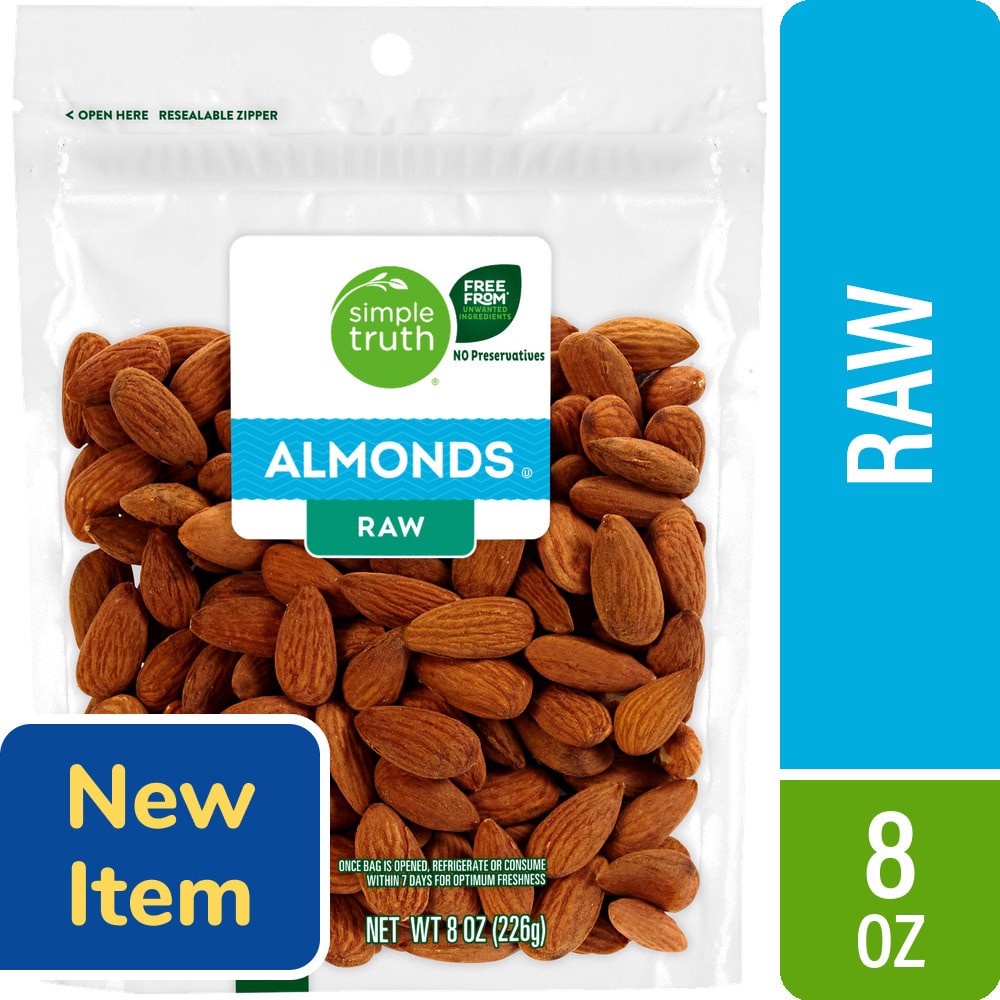 slide 4 of 4, Simple Truth Raw Almonds Pouch, 8 oz