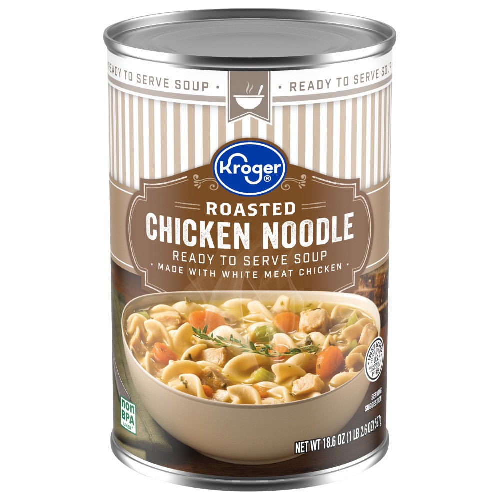 slide 2 of 3, Kroger Roasted Chicken Noodle Soup, 18.6 oz