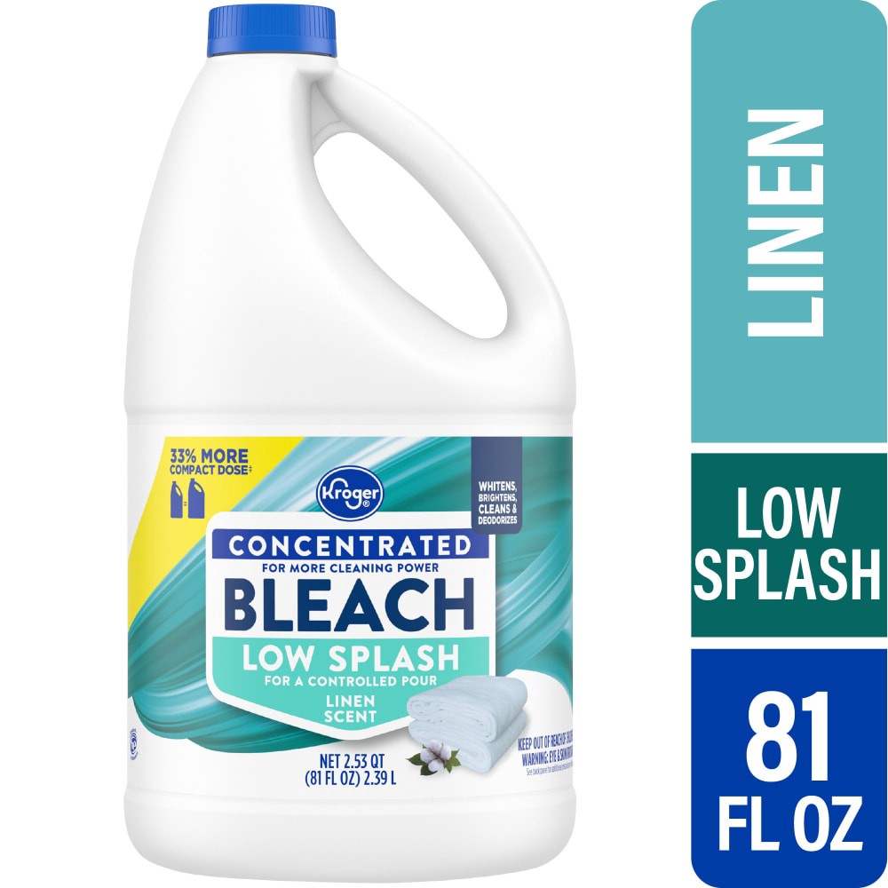 slide 2 of 4, Kroger Low Splash Linen Scent Concentrated Bleach, 81 fl oz