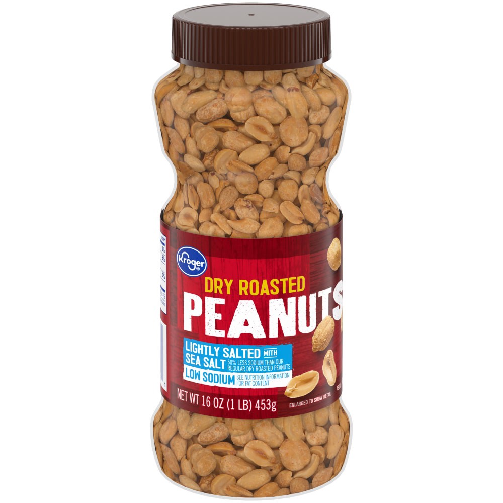 slide 4 of 4, Kroger Low Sodium Lightly Salted Dry Roasted Peanuts, 16 oz