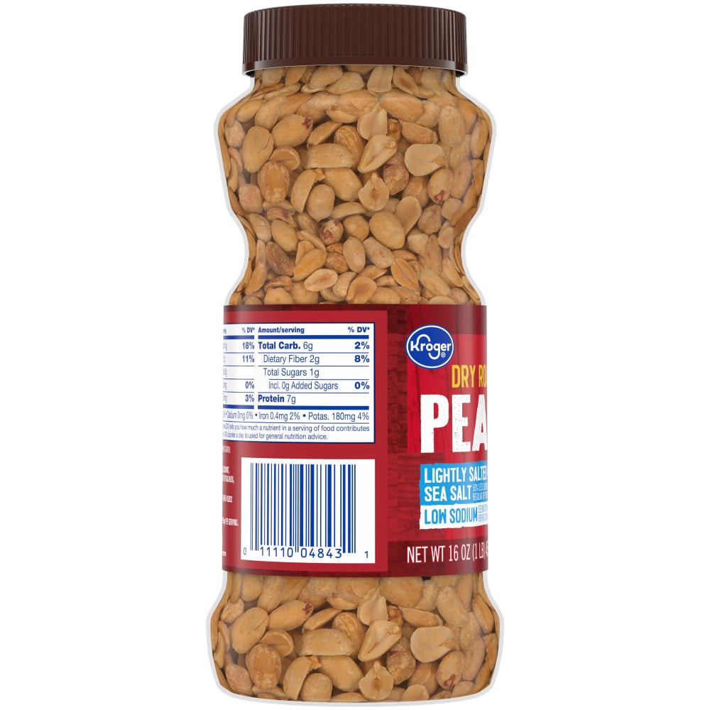 slide 2 of 4, Kroger Low Sodium Lightly Salted Dry Roasted Peanuts, 16 oz