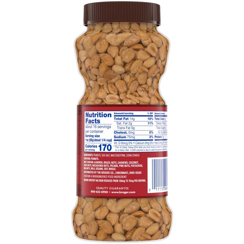 slide 3 of 4, Kroger Low Sodium Lightly Salted Dry Roasted Peanuts, 16 oz