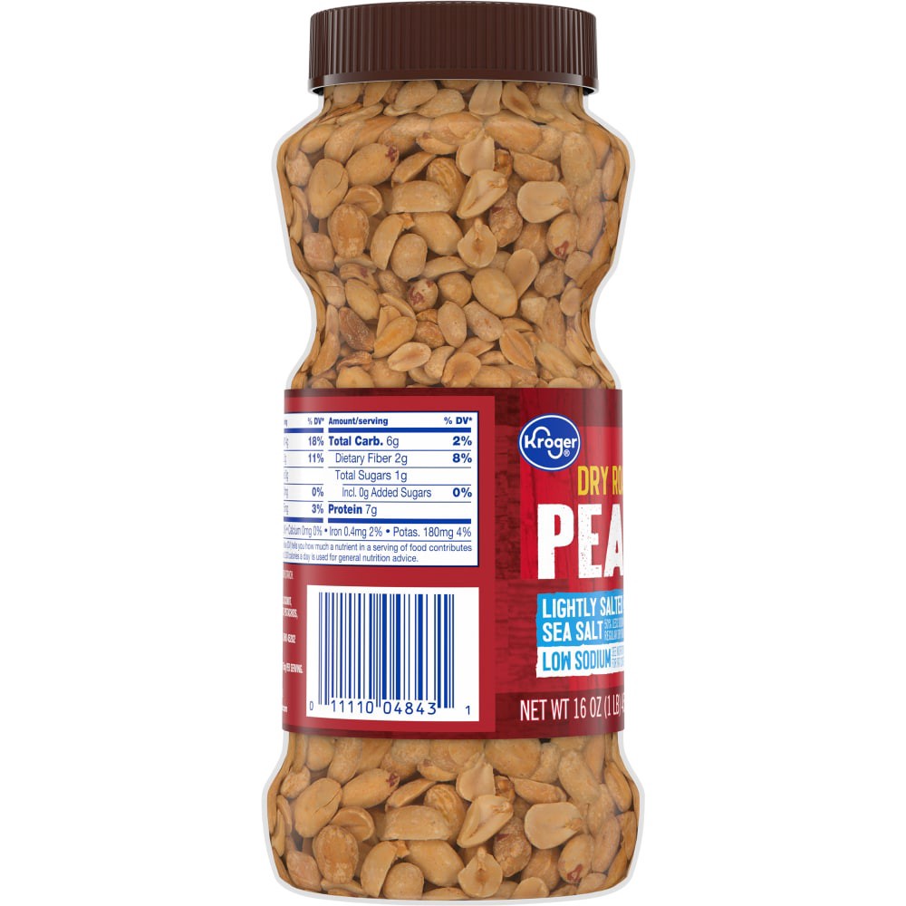 slide 4 of 5, Kroger Low Sodium Lightly Salted Dry Roasted Peanuts, 16 oz