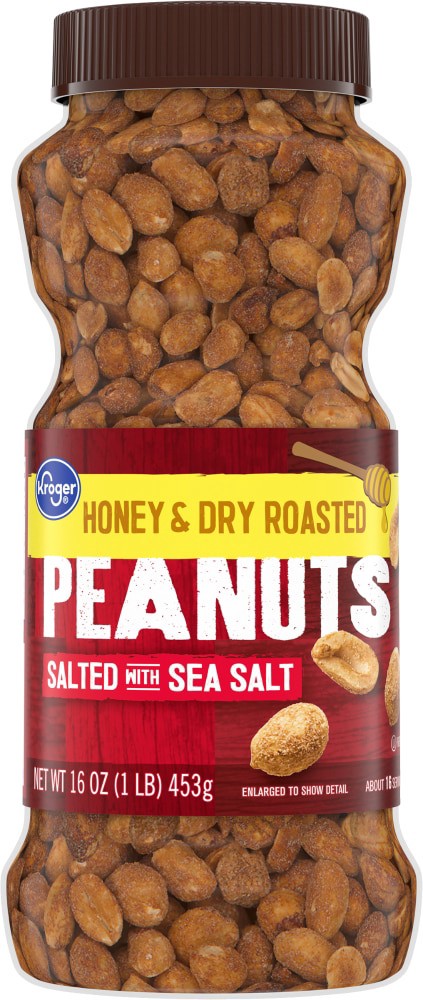slide 4 of 5, Kroger Salted Honey & Dry Roasted Peanuts, 16 oz