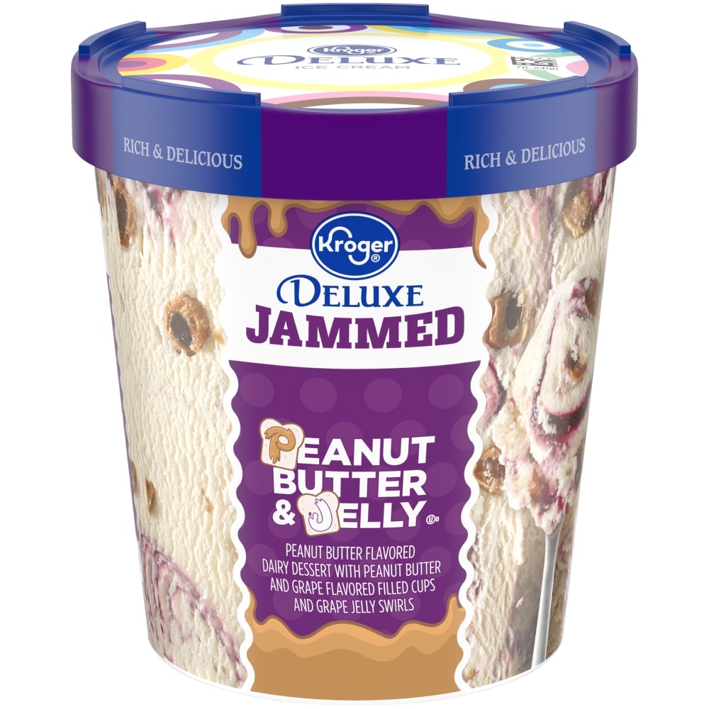 slide 1 of 1, Kroger Deluxe Peanut Butter & Jelly Ice Cream, 1 pint