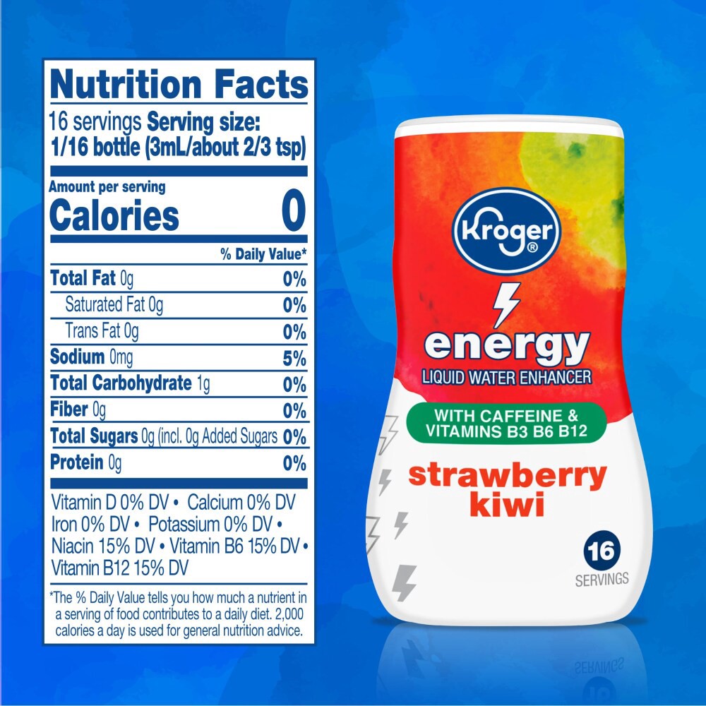slide 2 of 3, Kroger Energy Strawberry Kiwi Liquid Water Enhancer - 1.62 fl oz, 1.62 fl oz