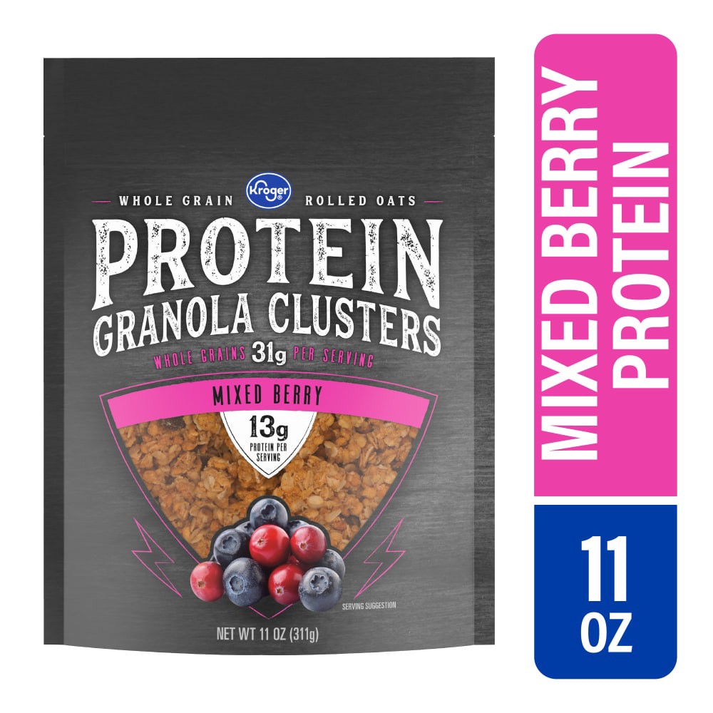 slide 3 of 4, Kroger Mixed Berry Protein Granola Clusters - 11 oz, 11 oz
