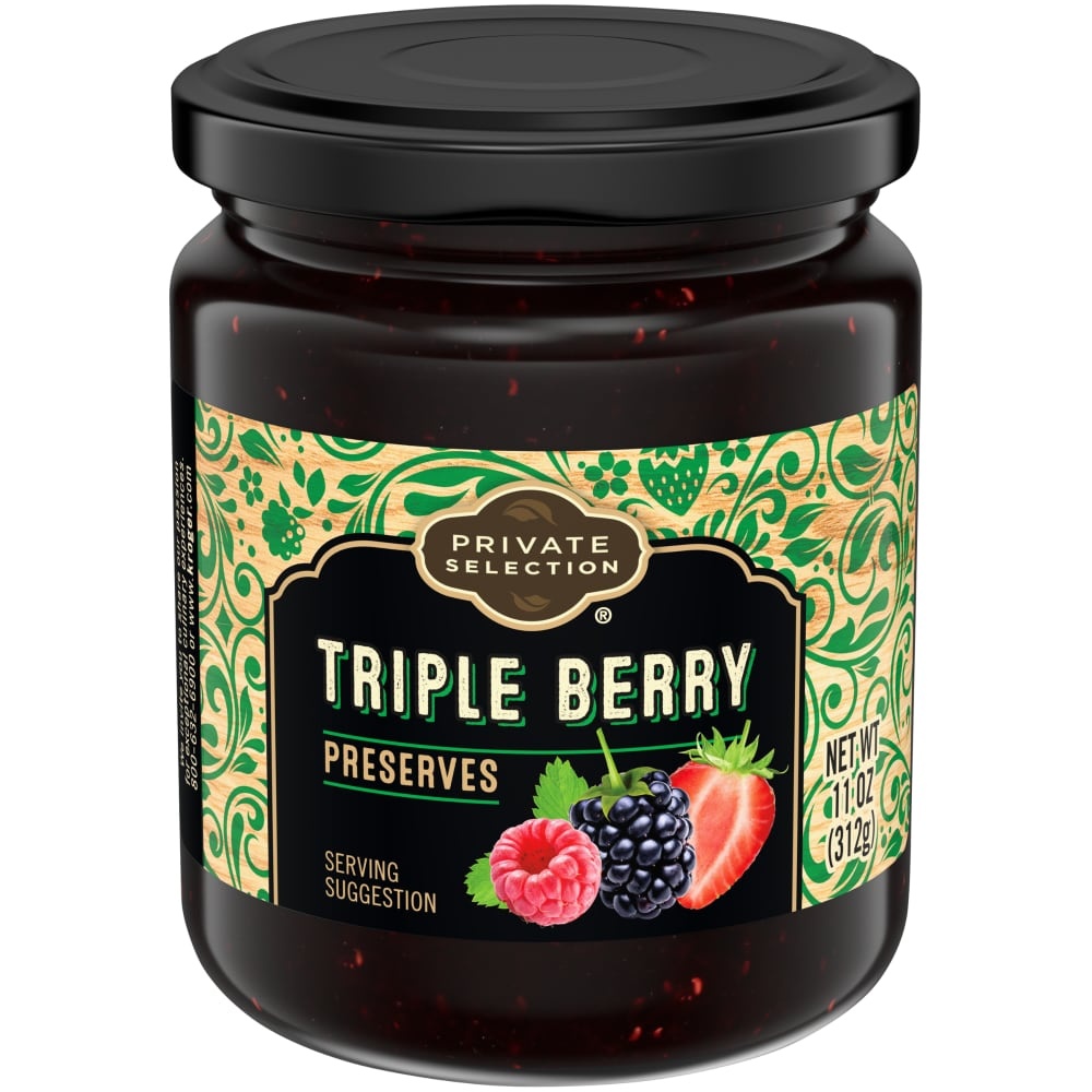 slide 1 of 1, Private Selection Triple Berry Preserves, 11 oz