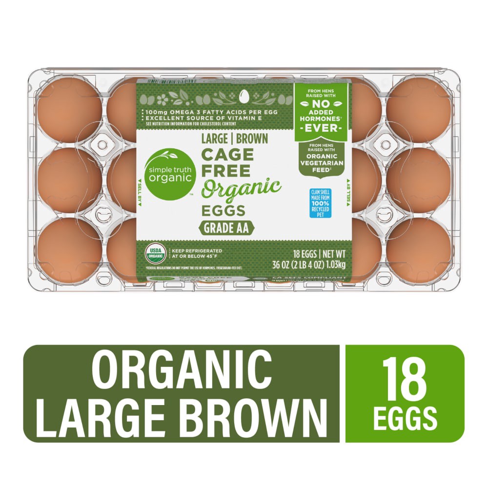 slide 3 of 4, Simple Truth Organic Cage Free Large Brown Eggs - 18 ct, 18 ct
