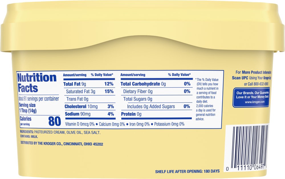 slide 4 of 4, Kroger Spreadable Butter With Olive Oil - 30 oz, 30 oz