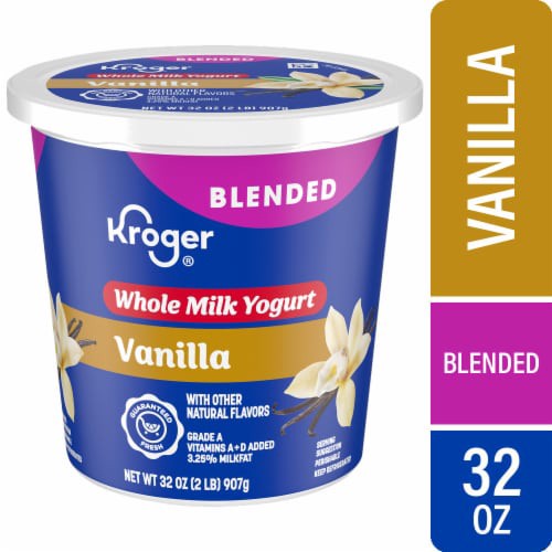 slide 1 of 1, Kroger® Vanilla Blended Whole Milk Yogurt Tub, 32 oz