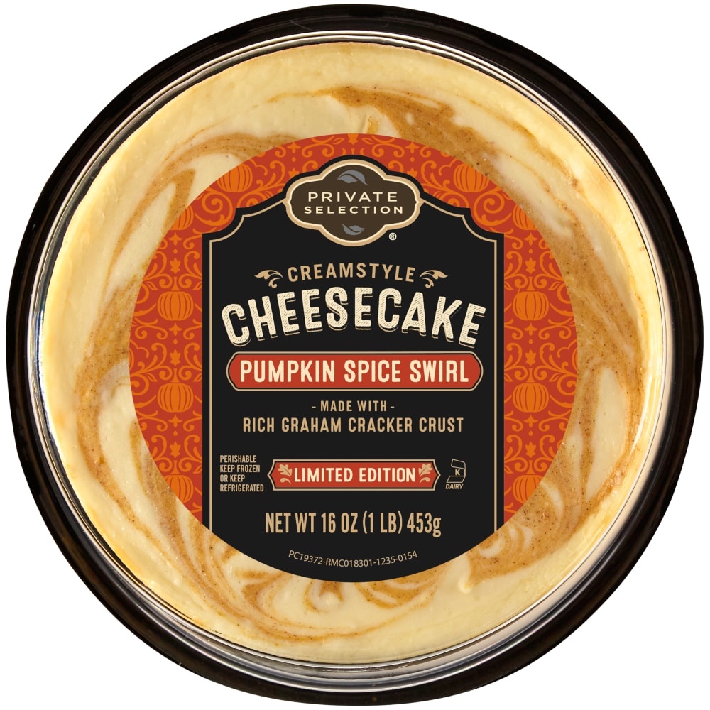 slide 1 of 1, Private Selection Pumpkin Spice Swirl Creamstyle Cheesecake, 16 oz