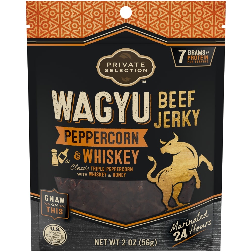 slide 1 of 1, Private Selection Peppercorn & Whiskey Wagyu Beef Jerky, 2 oz